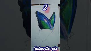 How to draw Butterfly 🦋😍blue butterfly coloured pencil drawing shortsshortsviral arttransition [upl. by Llevra]