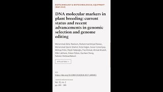 DNA molecular markers in plant breeding current status and recent advancements in ge  RTCLTV [upl. by Ailecec]