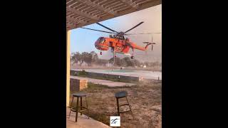 Erickson Air Crane Helicopter taking water from Hotel Pool  Rhodes wildfires [upl. by Adyam]