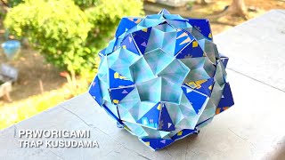 Trap Kusudama  PrwOrigami Folding Tutorial 【くす玉・折り紙】 [upl. by Aserej215]