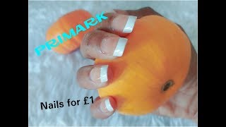 Primark Nails for £1 DIY Stick on French Tips Nail [upl. by Cornell128]