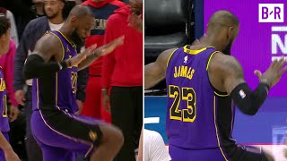 LeBron James Hits the Silencer Celebration After Dagger 3 vs Pelicans [upl. by Ogaitnas]