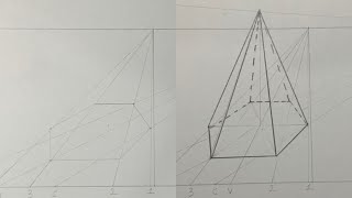 Esagono e Piramide a base esagonale in prospettiva centrale ✏️📐🎃 [upl. by Aihsitan]