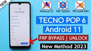 Tecno Pop 6 Be7 Frp BypassUnlock Google Account Lock Without PC  Pin Lock Sim Method Fail 2023 [upl. by Levinson]