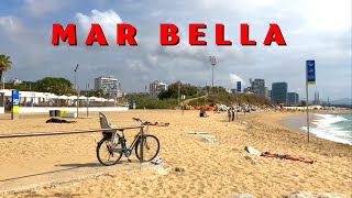 Morning Beach Walk at Platja de la Mar Bella in Barcelona Spain in May 2023 [upl. by Elockin]