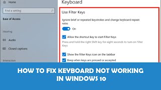 How to Fix Keyboard Not Working in Windows 10 SOLVED [upl. by Annawad825]