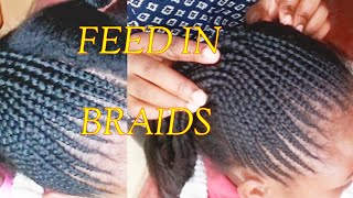 Small straight up do feed in braids  Ghana weaving cornrows  Learn braiding skills [upl. by Anrol]