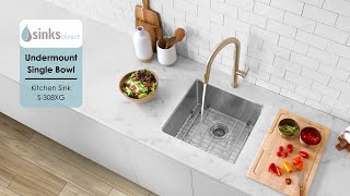 19 in Single Bowl Kitchen Sink 16 Gauge Stainless Steel by Stylish® S308XG Aqua [upl. by Hannala3]