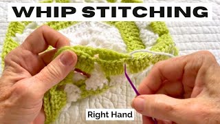 WHIP STITCHING Right Hand How to Stitch Crochet Pieces Together Sew Pieces together KnittingKnit [upl. by Nosemaj432]