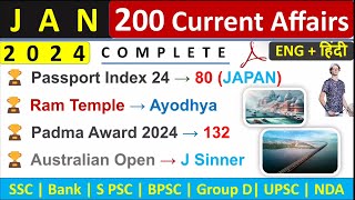 January Monthly Current Affairs 2024  Top 200 Current Affairs  Monthly Current Affairs JAN 2024 [upl. by Treblig]