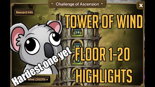 Tower of Wind FLOOR 120 FULL CLEAR HIGHLIGHTS SUMMONERS WAR SKY ARENA CHALLENGE OF ASCENSION [upl. by Macey]