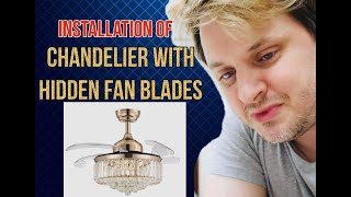 Problem Solved Fandelier 36quot install How to hang Chandelier with invisiblehidden fan blades [upl. by Delogu]