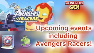 Avengers Racers and other upcoming events in Monopoly GO monopolygo tycoonracers [upl. by Anilosi]