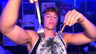 ASMR mic scratching with forks🍴 [upl. by Ahtekal820]