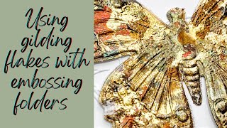 USE your Gilding Flakes with Embossing Folders Fun easy cardmaking cards cardmaking papercraft [upl. by Kcinnay]