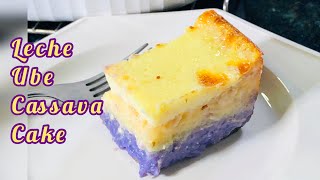 3Layer Ube Cassava Cake I Ube Cassava Cake with Leche Flan I Lutong Marisyu [upl. by Alyk]