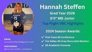 Hannah Steffen  2024 Club Volleyball Season Highlights [upl. by Matless]