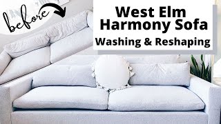 West Elm Harmony Sofa Restuffing Cushions Washing Fabric amp Review After a Year amp 12 [upl. by Wilona]