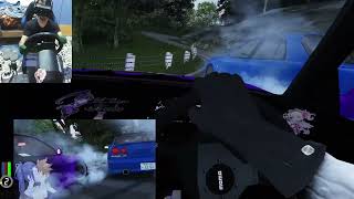 AssettoCorsaTouge Drifting Tsukuba fruits line WDTS Chasing Nissan R34 driving a Nissan Silvia [upl. by Ilagam]