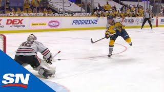 Colton Sissons Snipes Goal Past Lankinen On Penalty Shot [upl. by Ahsenid]