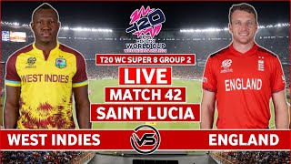 ICC T20 World Cup 2024 Live England vs West Indies Live  ENG vs WI Live Scores amp Commentary [upl. by Tomkins236]