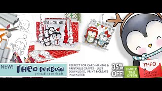 Theo Penguin Cardmaking and Crafting printable downloads  card making craft ideas  Livestream [upl. by Laurene]