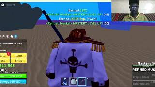 Blox fruits Roblox defeated fisherman Warriors grinding for the next fight with refined musket [upl. by Leuqim17]