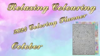 Relaxing Colouring  October  2024 Coloring Planner by Sarah Renae Clark Speed Art Timelapse [upl. by Etteyniv]