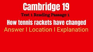 How tennis rackets have changed Reading Answer I Explanation I Location  Cambridge 19 Test 1 [upl. by Lesiram]