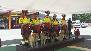 Quito Fire Department rescue dogs lauded at retirement ceremony [upl. by Terra]