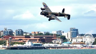 🇬🇧 Low Lancaster Bomber Flypasts Over The Sea at Bournemouth Airshow 2024 [upl. by Tews]