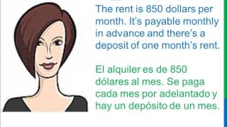 Dialogue 84  Inglés Spanish  Rent an apartment  Alquilar un apartamento [upl. by Guinna]