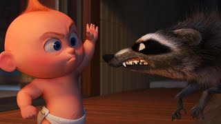 Incredibles 2 Fight Scene in Full JackJack vs Raccoon Exclusive [upl. by Jordana]