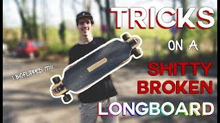 Tricks on the WORST longboard possible no tails broken trucks heavy wide [upl. by Patsy]