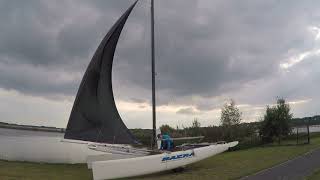 Setting up Nacra F18 spinnaker Sept 2018 [upl. by Suoivatnod816]