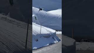 SKIER FLIPS OVER A MOUNTAIN ROADGAP 😬 [upl. by Rolando]