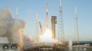 Blastoff SpaceX launches Starlink batch on boosters 22nd flight nails landing [upl. by Wileen]