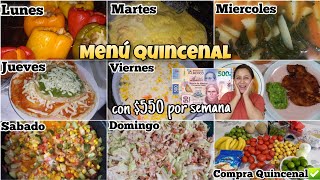 ‼️MENU Y GASTO QUINCENAL CON 1100 pesos MNX🤑14 RECETASDeliciosasEconómicasFáciles [upl. by Nylorahs]