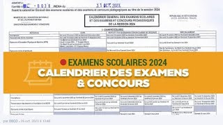 Examens Scolaire 2024 Calendrier Des Examens BACBEPCCEPE Disponible  Candidats Libre Et Officiel [upl. by Sirromed]