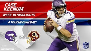 Case Keenums Spectacular Game w 4 TDs  Vikings vs Redskins  Wk 10 Player Highlights [upl. by Dnalram936]