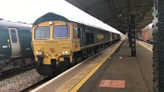 Triple class 66s on 0Z72 pass Taunton to fairwater yard [upl. by Tanaka]