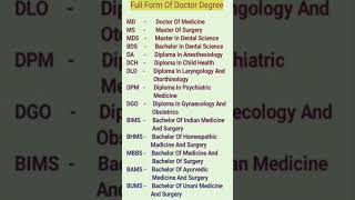 Full Form Of MD  MS  BIMS  DGO shorts trending [upl. by Chemesh]