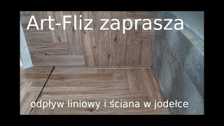 Odpływ liniowy i ściana z płytek 120x20 w jodełkę [upl. by Aineg155]