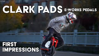 BEST EUC PEDALS  First Impressions  Clark Pads E Works Pedals [upl. by Eellac]