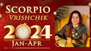 ♏ 2024 Jan  Apr Scorpio Vrishchik Horoscope  वृश्चिक राशि जनवरी  अप्रैल 2024 राशिफल  Tarot [upl. by Analram]