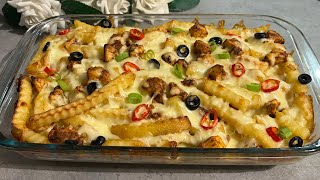 Loaded Fries Healthy Version  Oven Baked Fries By One Dish One Tip [upl. by Grefe51]