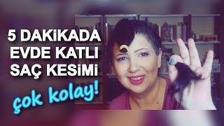 Evde Kolay Katlı Saç Kesimi [upl. by Akinor22]