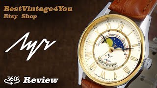 Handson video Review of Luch Soviet Quartz Ladies Watch With Date And Moon Phases Calendar [upl. by Salazar]