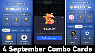 tap coin daily combo today 4 September  tap coin bot daily combo  tap coin bot daily bounty [upl. by Oiram534]