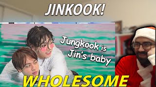 Cant help but smile  Jungkook is Jins baby JinKook  Reaction [upl. by Oiramad766]